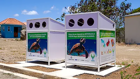 Green Phenix Recycling bins in Curacao